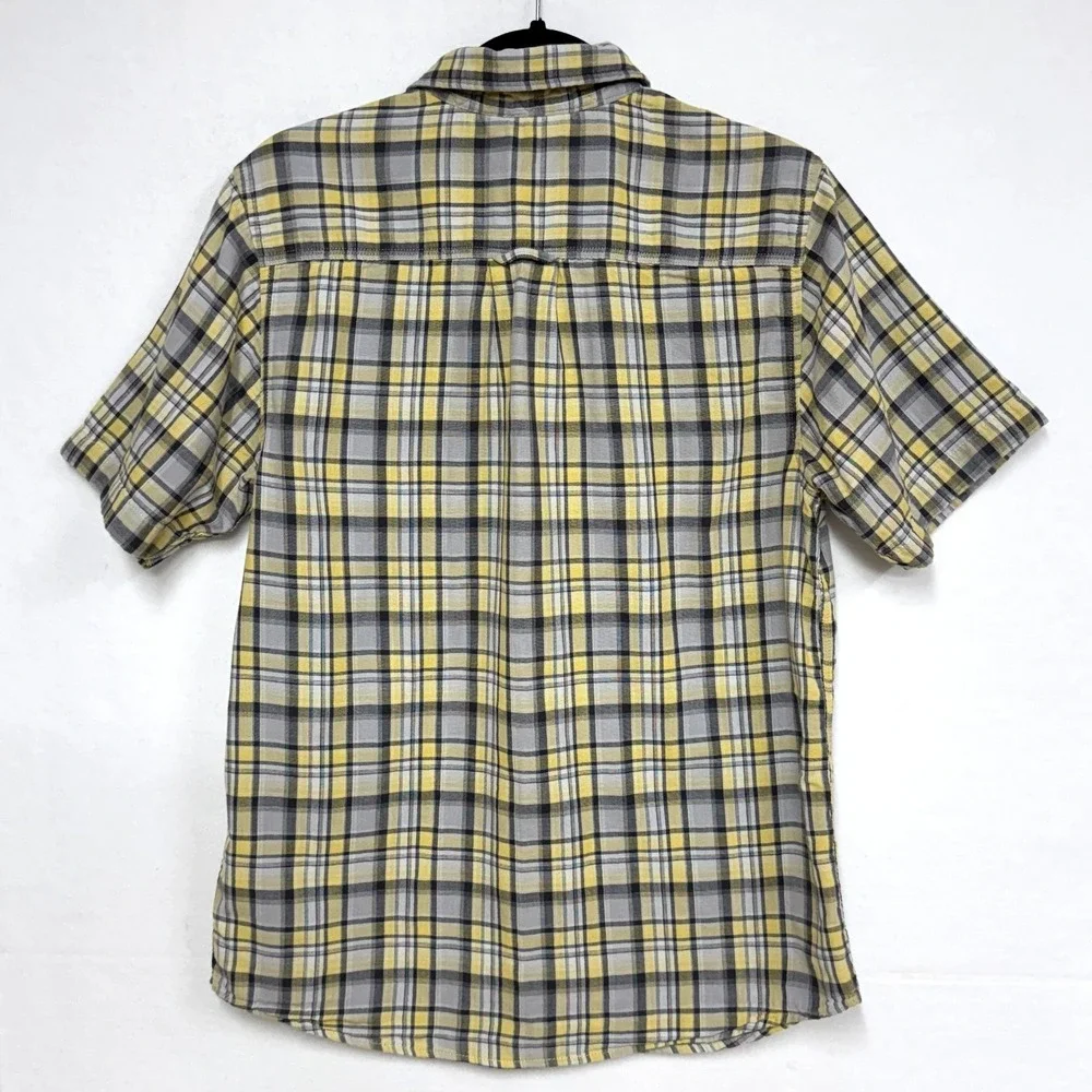 The North Face Men's Sz Medium, Short Sleeve Plaid Shirt Yellow Black Gray Blue